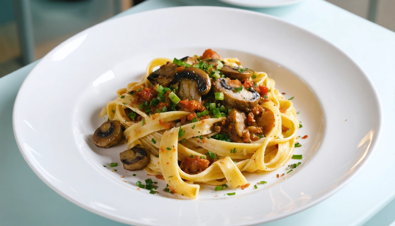 tagliatelle salsiccia e funghi